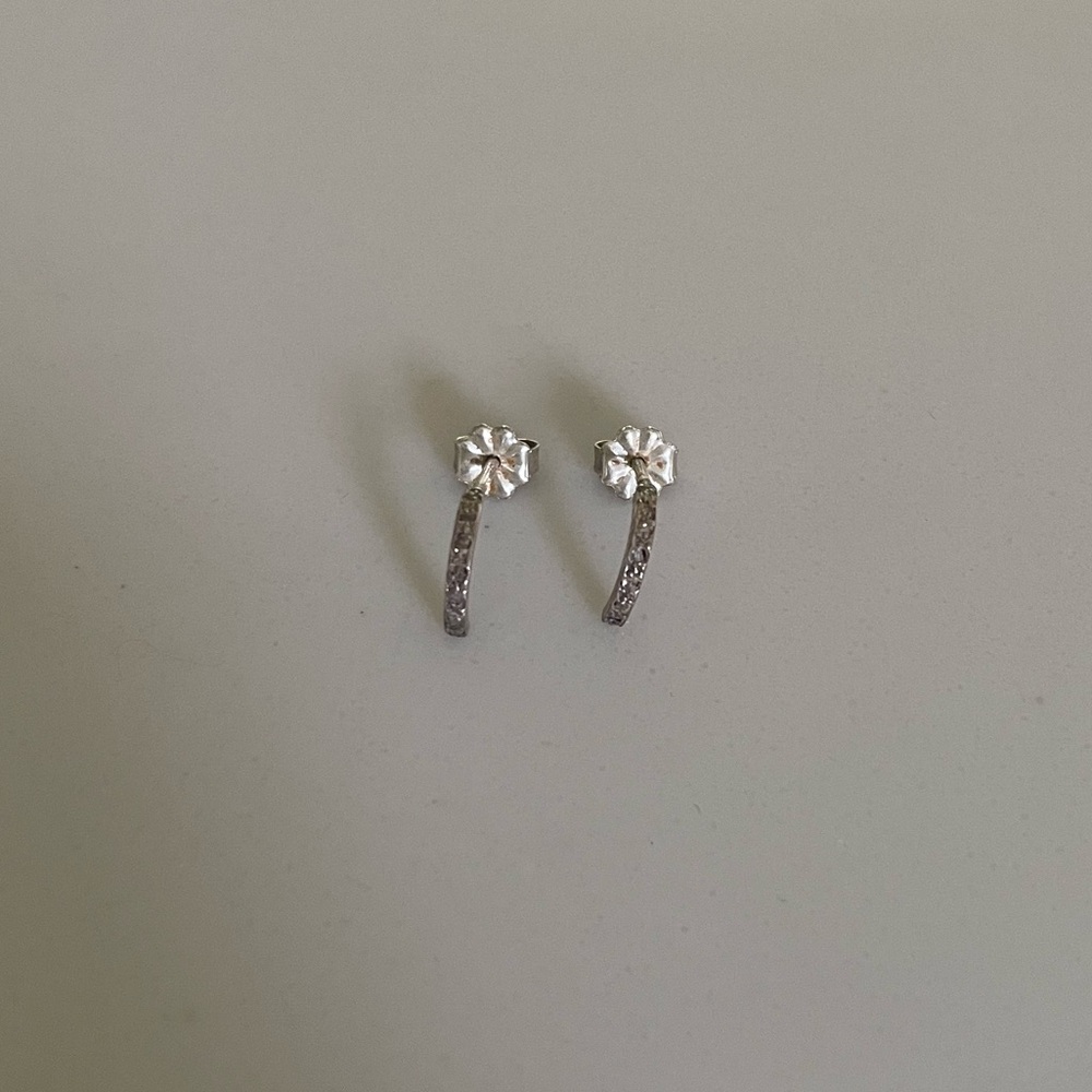 Chan Luu Sterling Silver and Champagne Diamonds Huggie Hoop Earrings